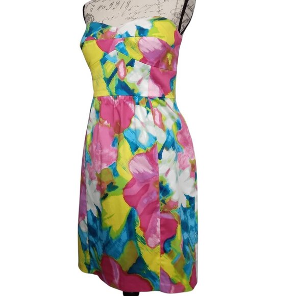 Donna Morgan Dresses & Skirts - Donna Morgan | Vibrant Watercolor Strapless Dress Stretch Multicolor | Size 12